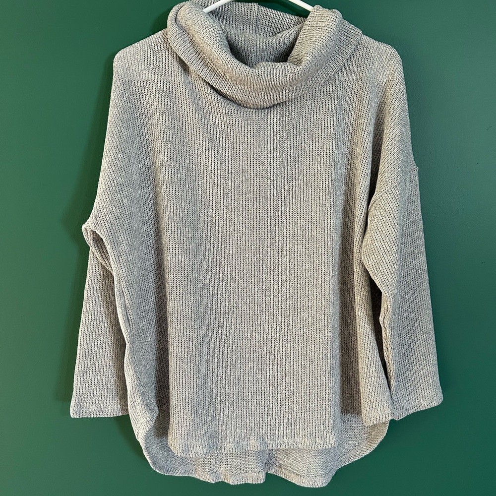 Like Love Elegant Heather Gray Cowl Neck Sweater